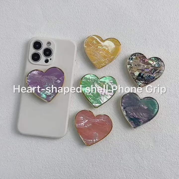 1pc Stylish HeartShaped Shell Mobile Phone Grip  Luxurious Electroplated Transparent Design