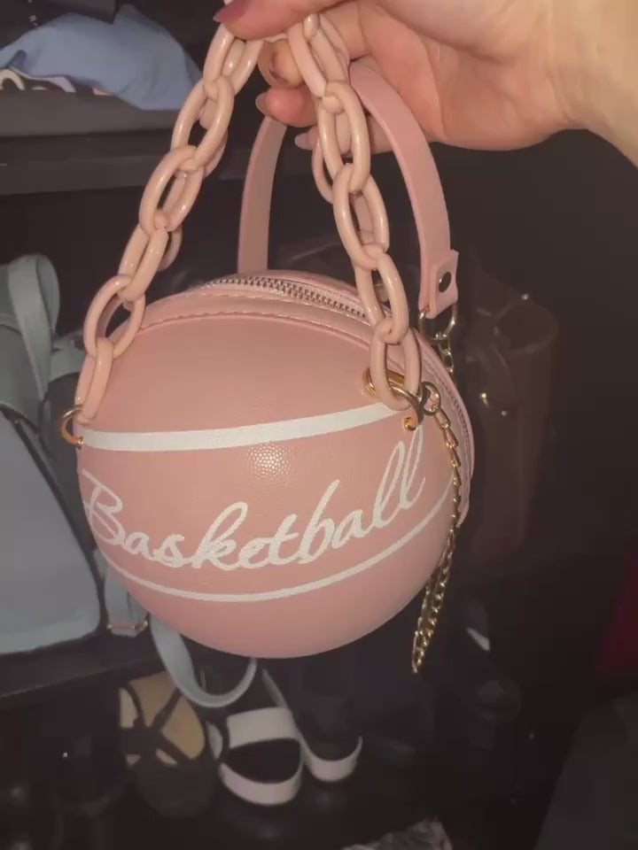 Womens Shoulder Bag Novelty Bag Basketball Shaped Chain Bag